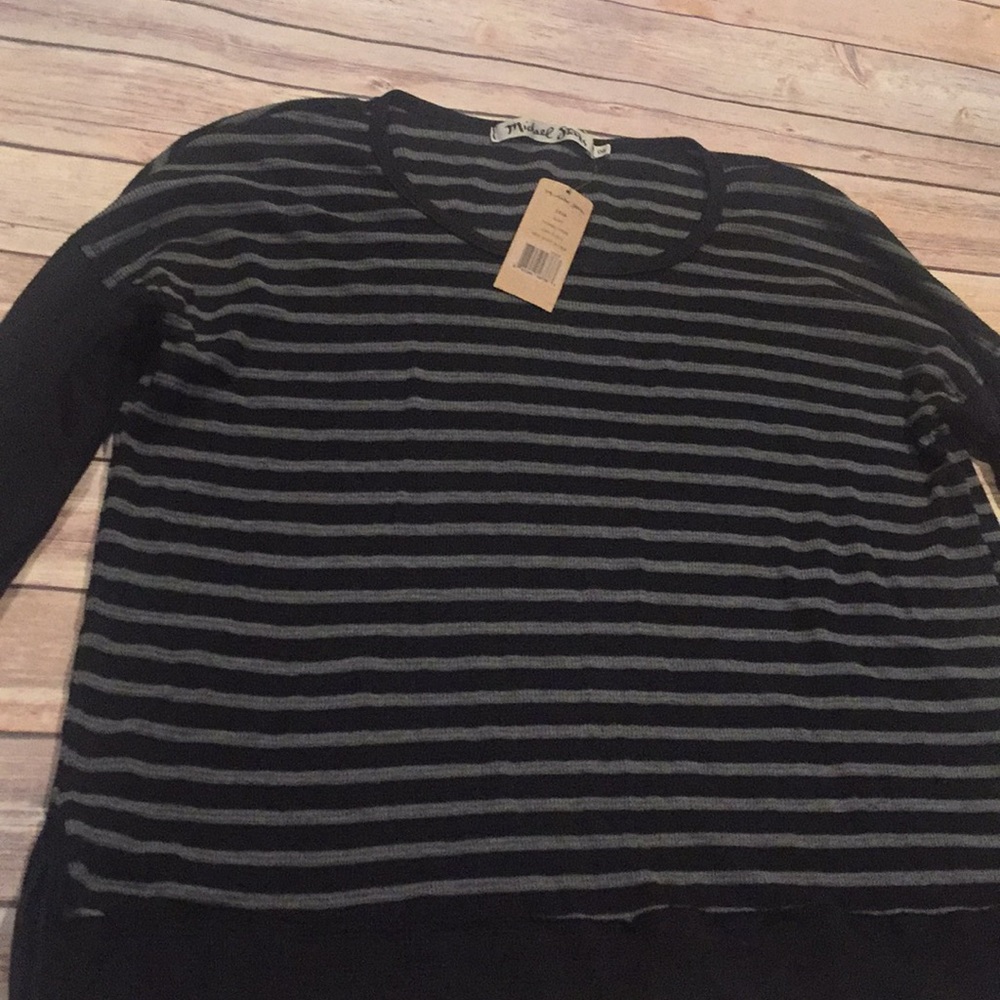 NWT Michael Stars Thermal Stripe Wise Scoop Neck - Picture 4 of 4